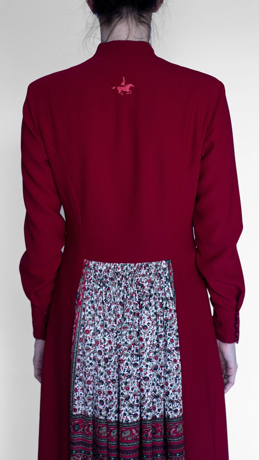 akhalukhi cotton red dress back pattern