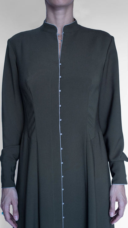 akhalukhi olive cotton dress lavender/gold