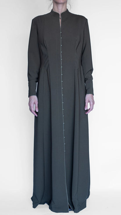 akhalukhi cotton olive dress/gold sky blue