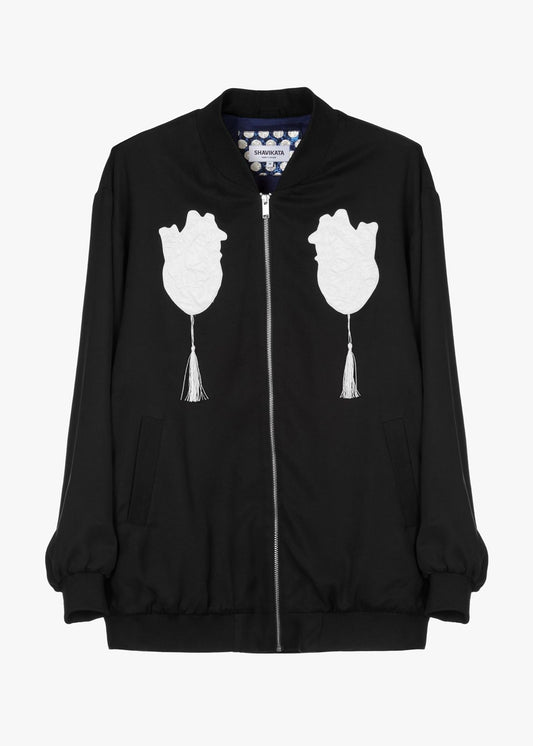 Tencel bomber with hearts