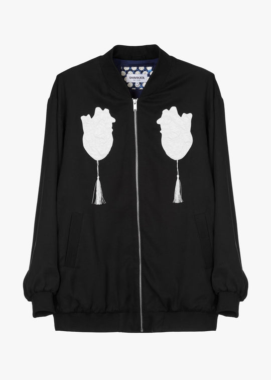 Tencel bomber with hearts