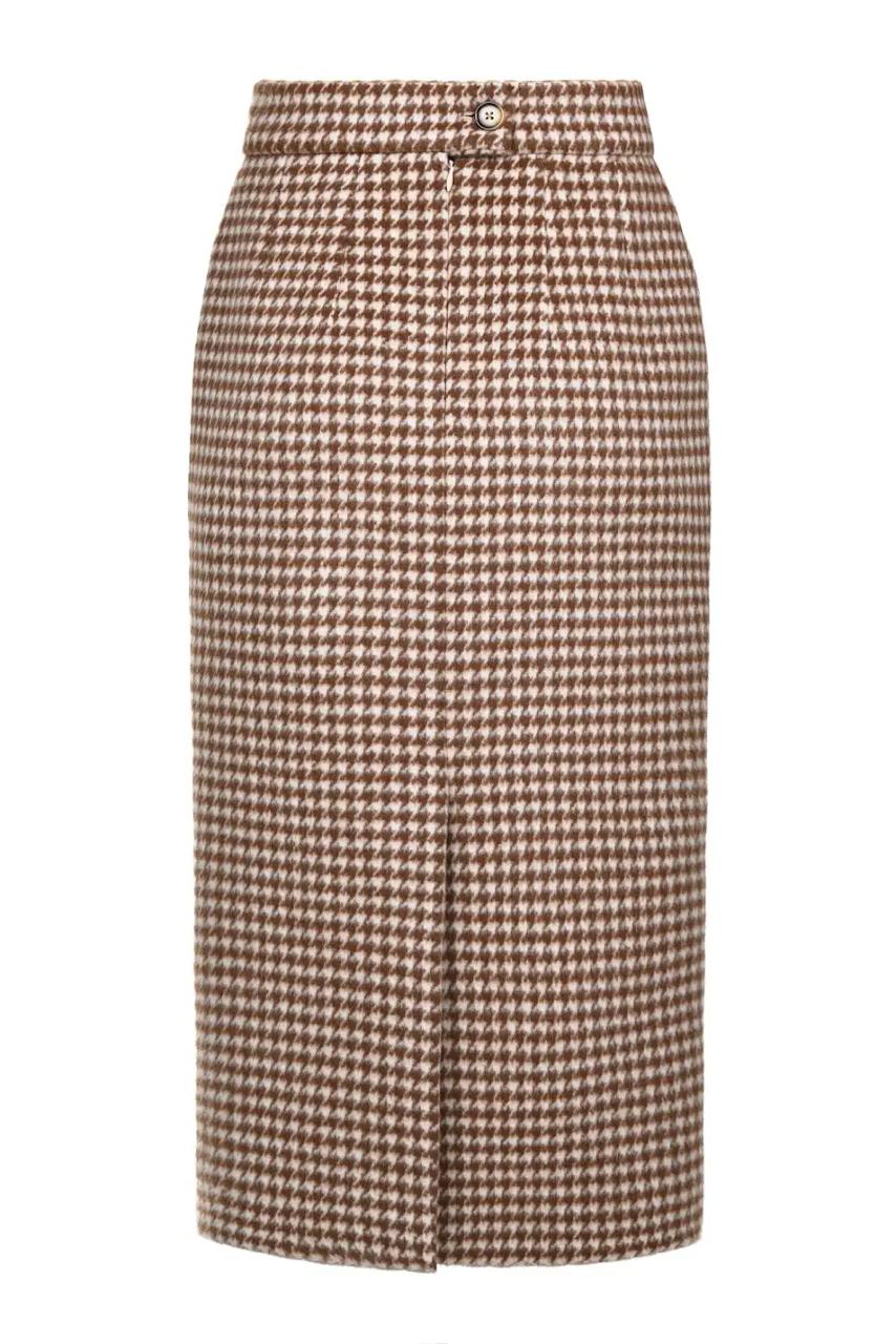WOOL HOUNDSTOOTH MIDI SKIRT