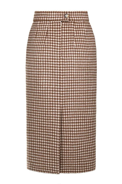 WOOL HOUNDSTOOTH MIDI SKIRT