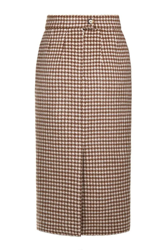 WOOL HOUNDSTOOTH MIDI SKIRT