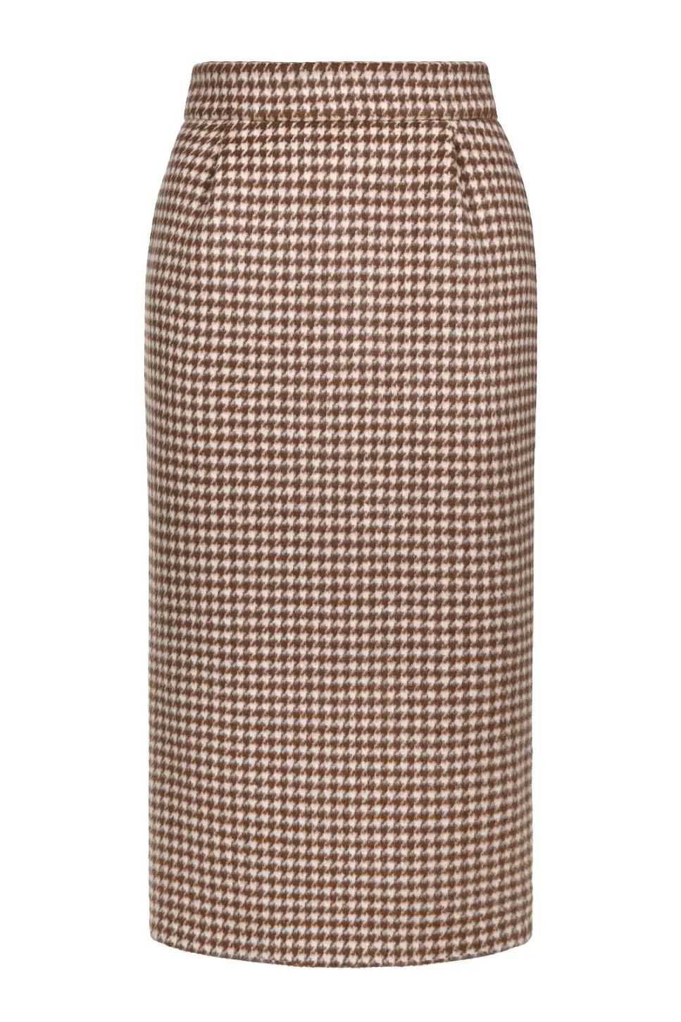 WOOL HOUNDSTOOTH MIDI SKIRT