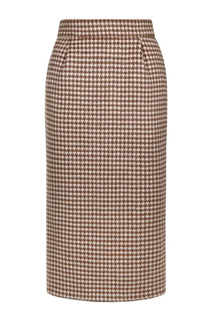 WOOL HOUNDSTOOTH MIDI SKIRT