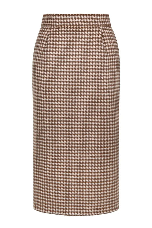 WOOL HOUNDSTOOTH MIDI SKIRT