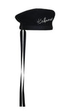 KEBURIA' SILVER-TONE PLAQUE EMBELLISHED WOOL BERET black