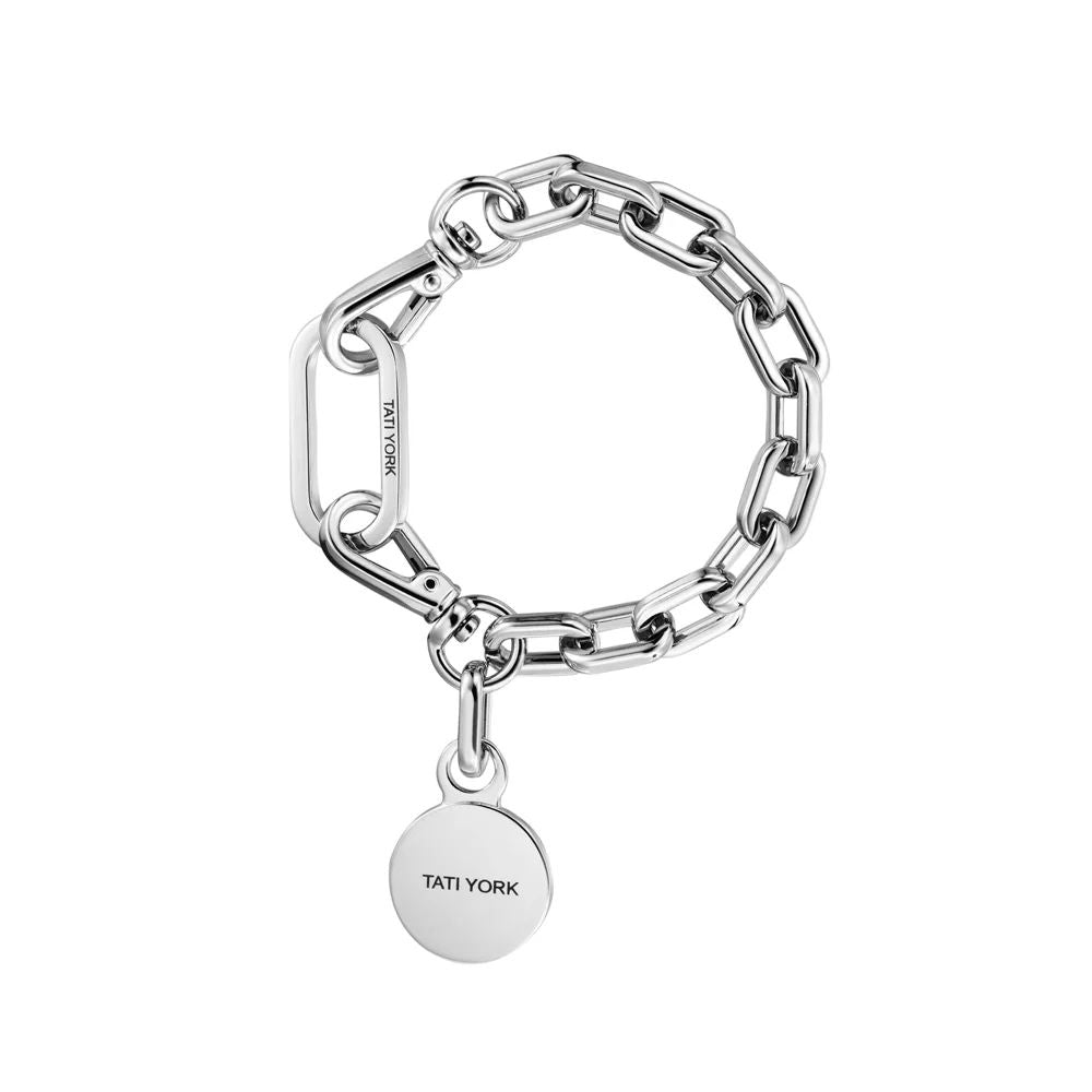 Disco silver bracelet with pendant