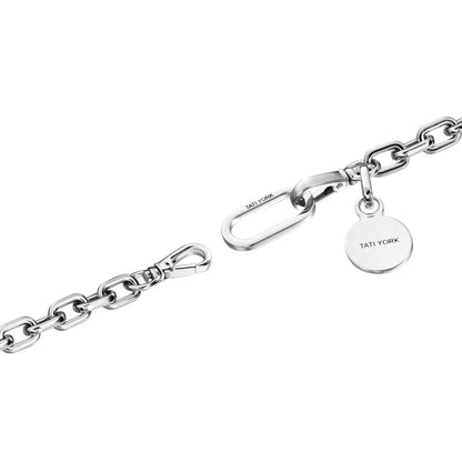 Disco silver bracelet with pendant