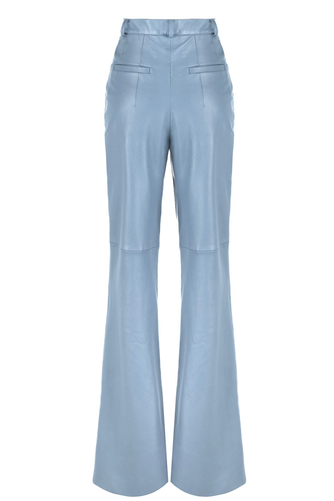 Sky Blue Flared Leather Look Pants