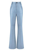 Sky Blue Flared Leather Look Pants