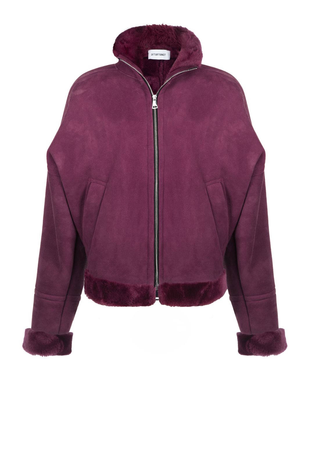 Plum Shearling Leather Jacket