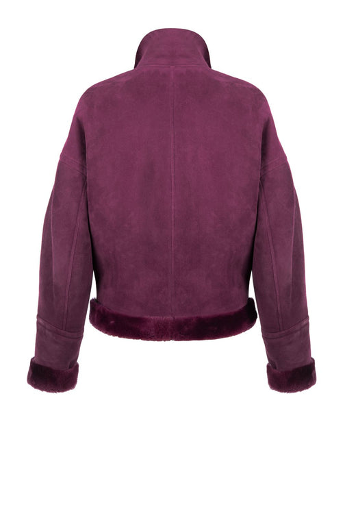 Plum Shearling Leather Jacket