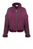 Plum Shearling Leather Jacket