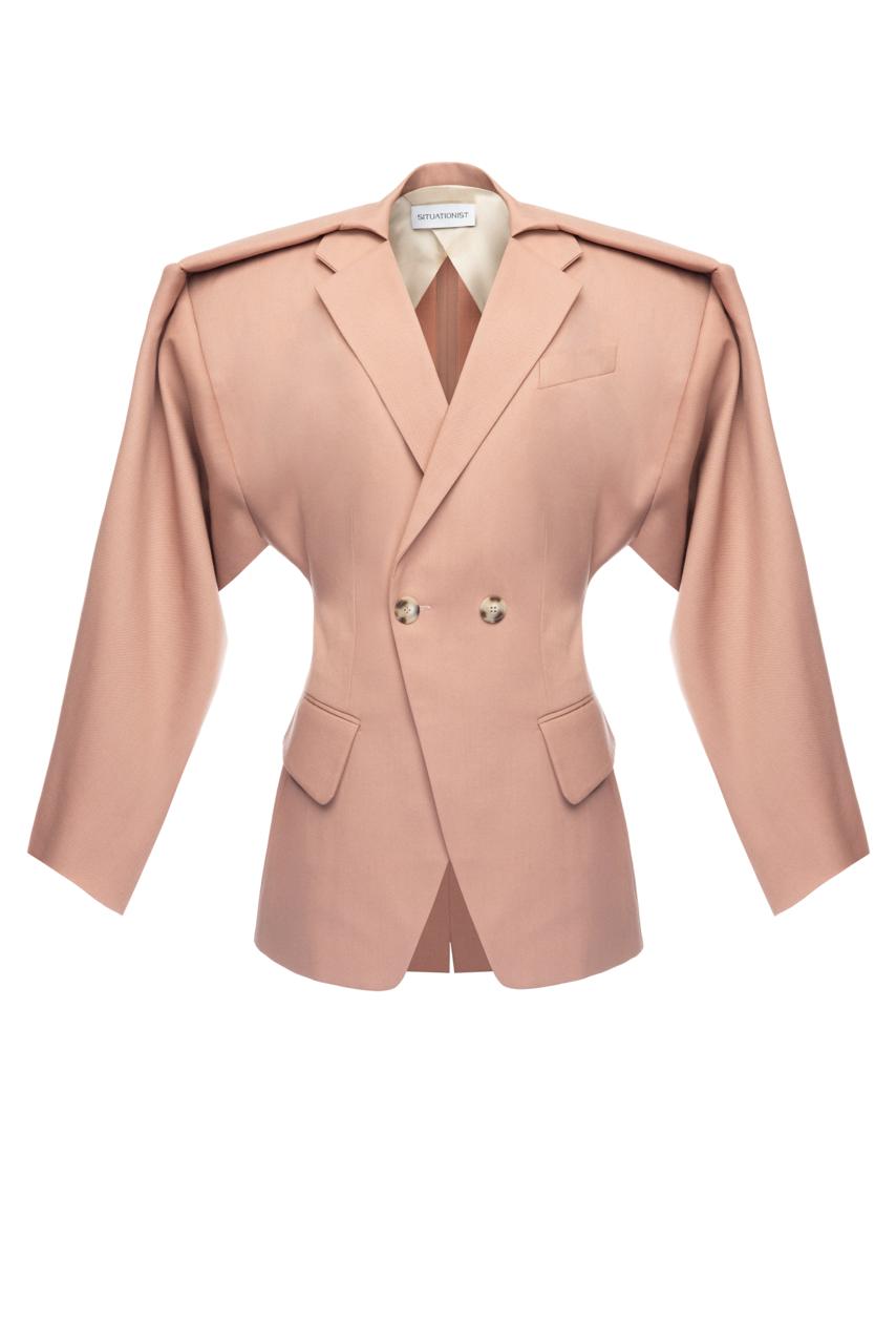 The Sculptural Hourglass Blazer in Dusty Rose