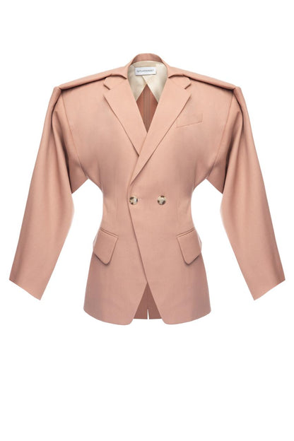 The Sculptural Hourglass Blazer in Dusty Rose