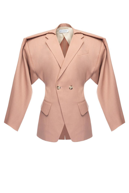 The Sculptural Hourglass Blazer in Dusty Rose