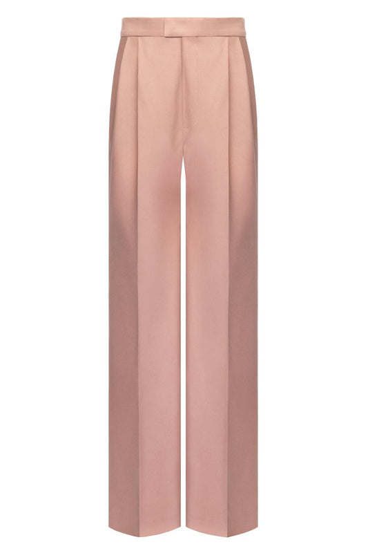 The Pleated Wide Leg Trouser in Dusty Rose