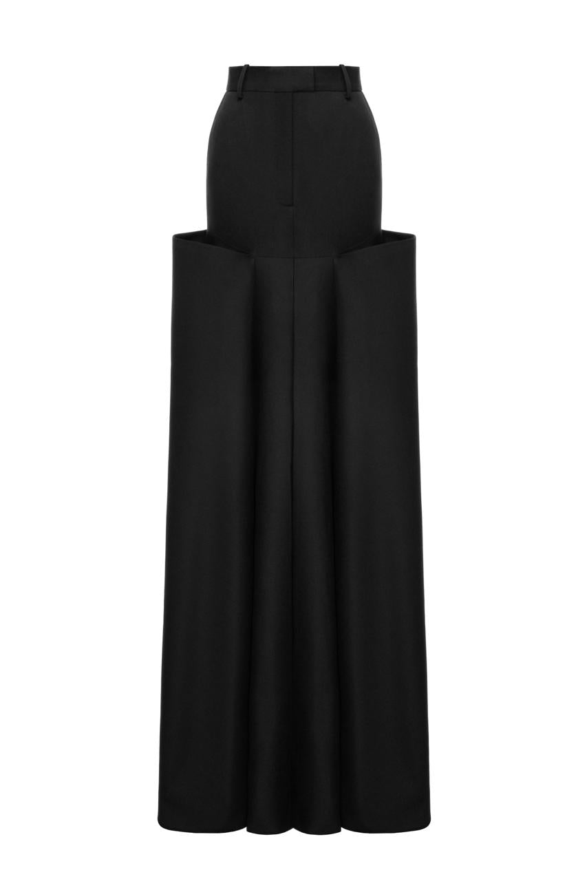 Structured Side-Fold Maxi Skirt