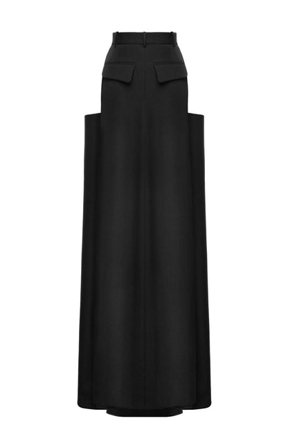 Structured Side-Fold Maxi Skirt