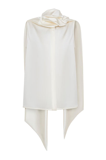 Sleeveless Blouse With A Draped Collar