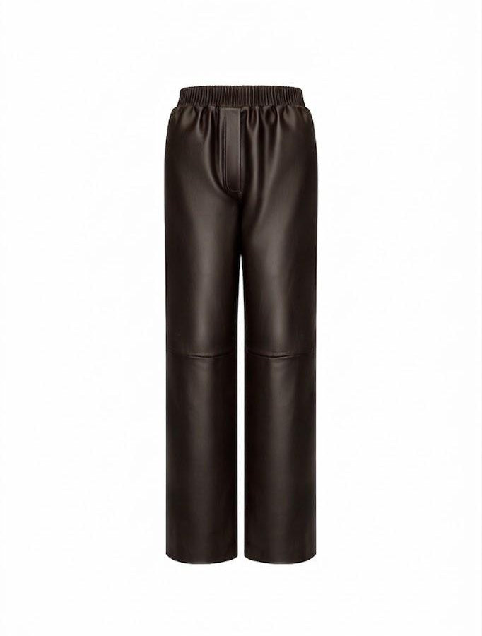 Straight-leg pants in leather
