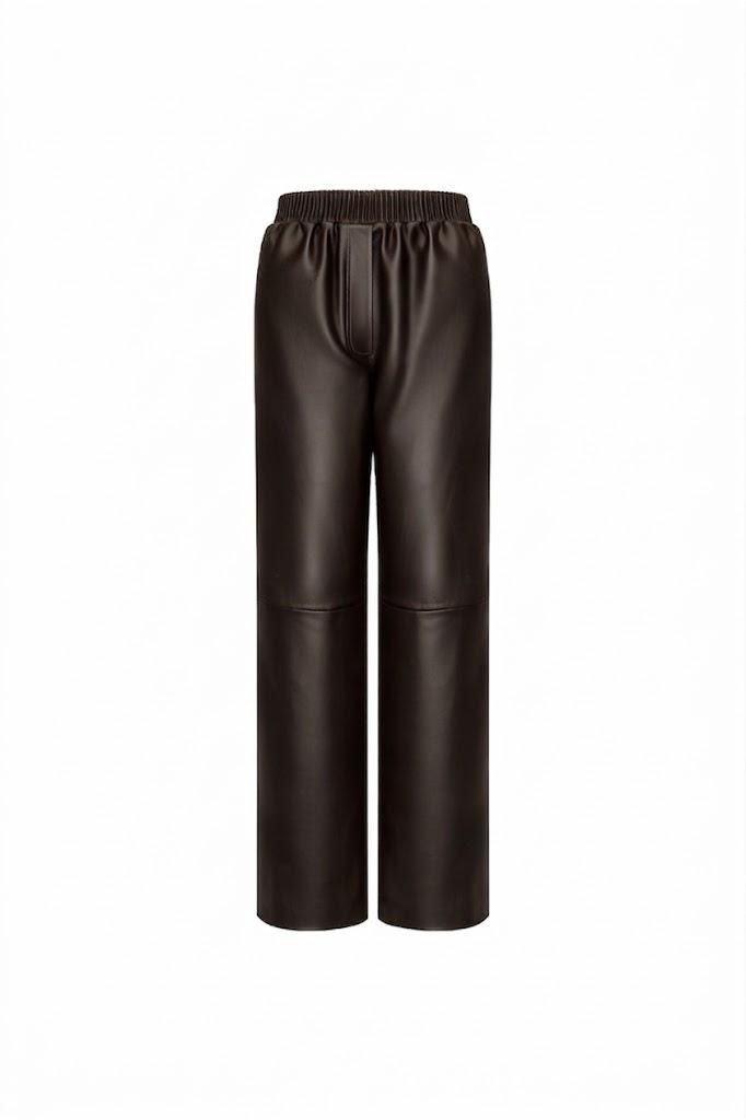 Straight-leg pants in leather