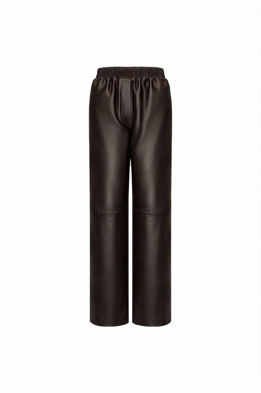 Straight-leg pants in leather