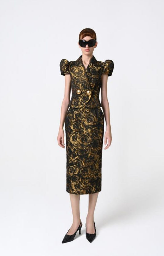 Balloon Sleeve Jacquard Jacket