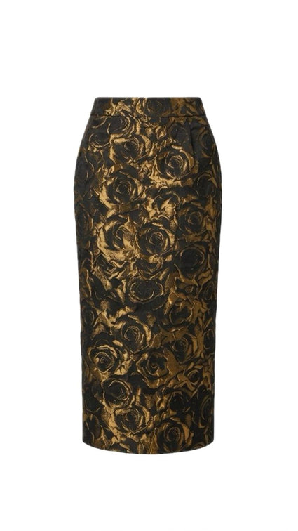 Rose Motif Jacquard Skirt