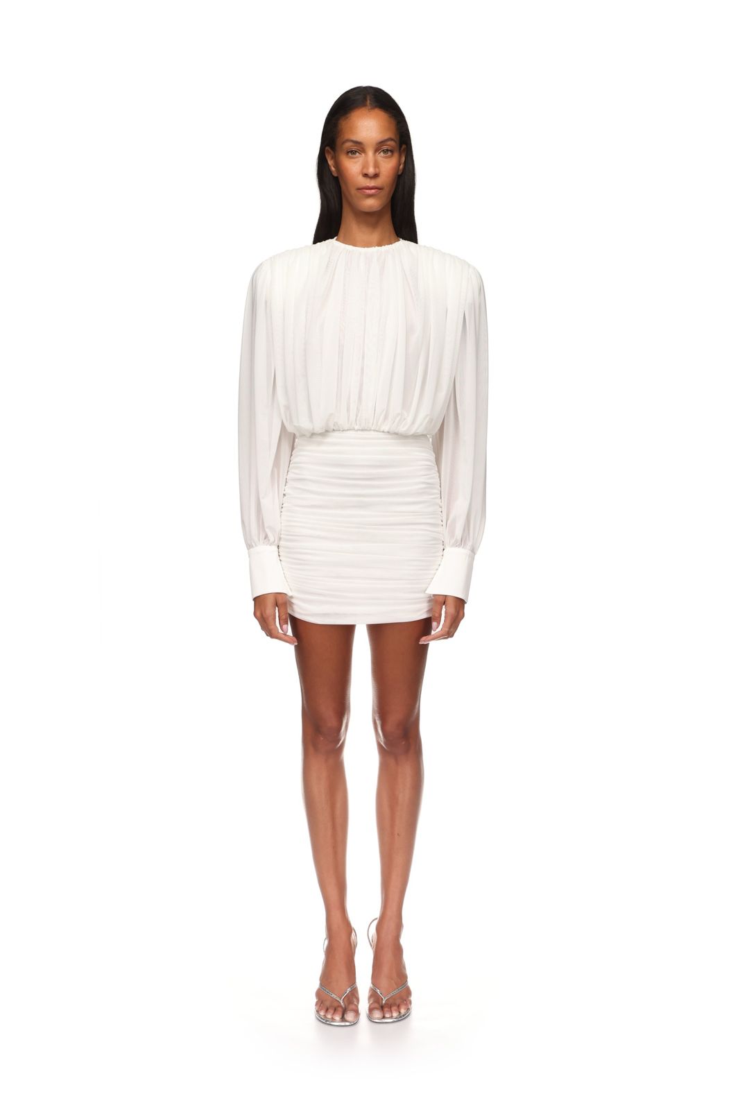 Ruched Long Sleeve Mini Dress
