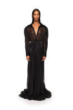 COLLARED CONTRAST PANEL GOWN