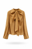 Camel Bow Tie Blouse