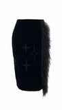 Black Star Detail Feather Trim Skirt