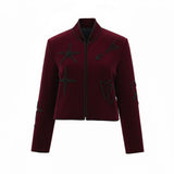 Burgundy Heart & Star Embroidered Jacket