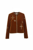 Brown Star Embroidered Jacket