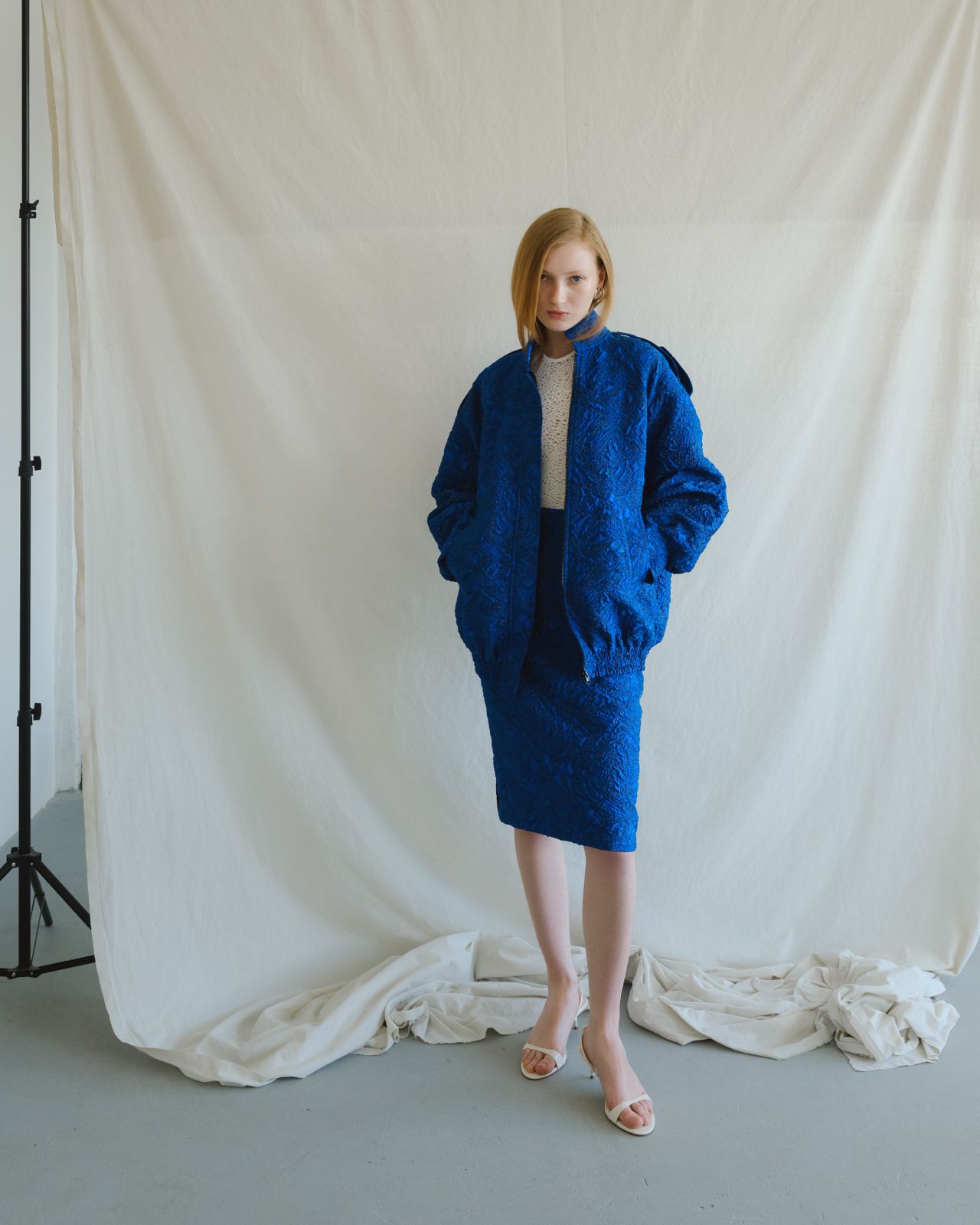 Blue Jacquard Skirt