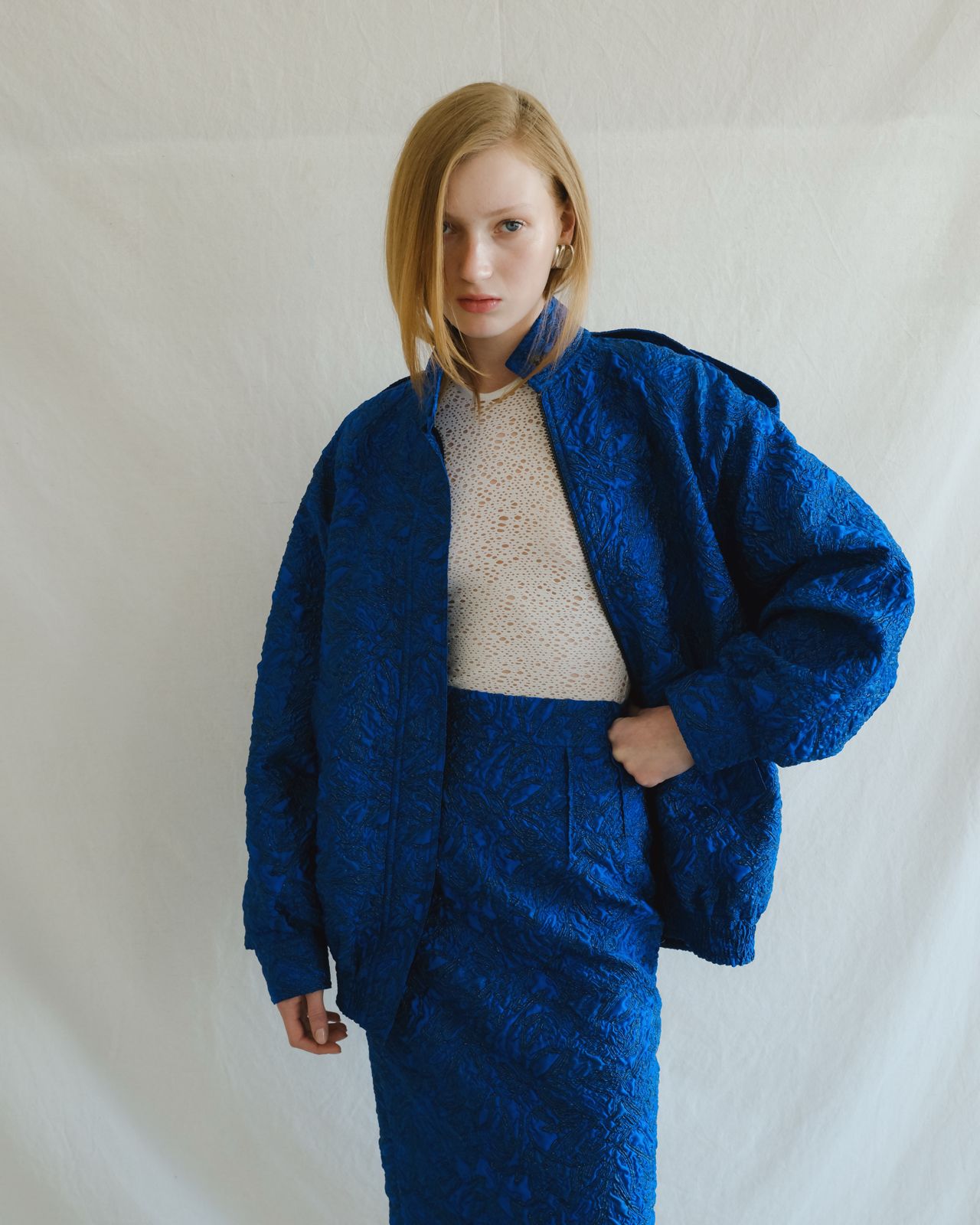 Blue Jacquard Skirt