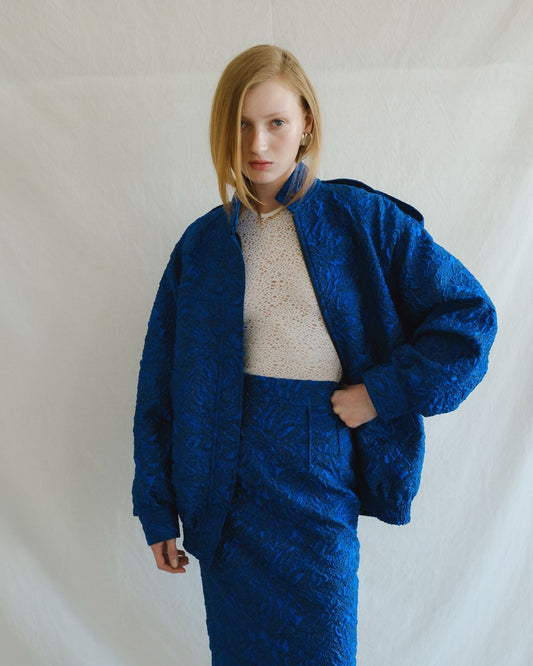 Blue Jacquard Skirt