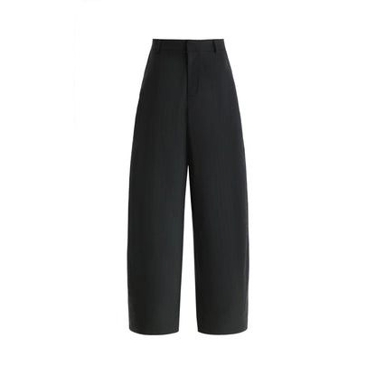 Pants with leather detail