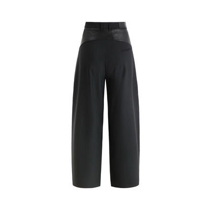 Pants with leather detail