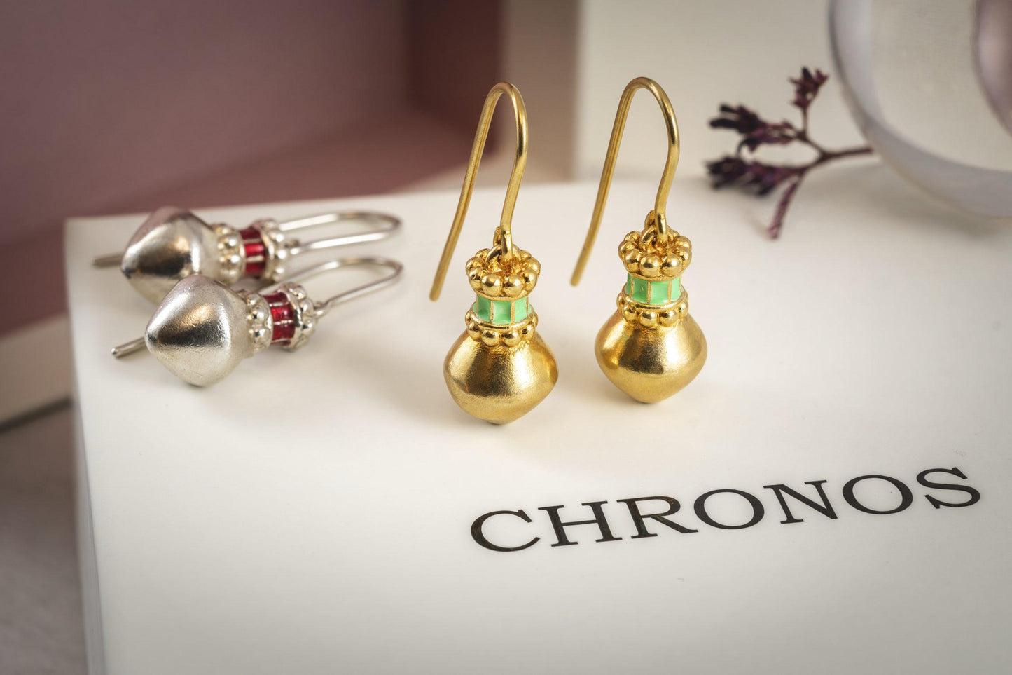 Earrings with Enamel