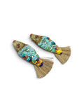 Big fish earrings with threads