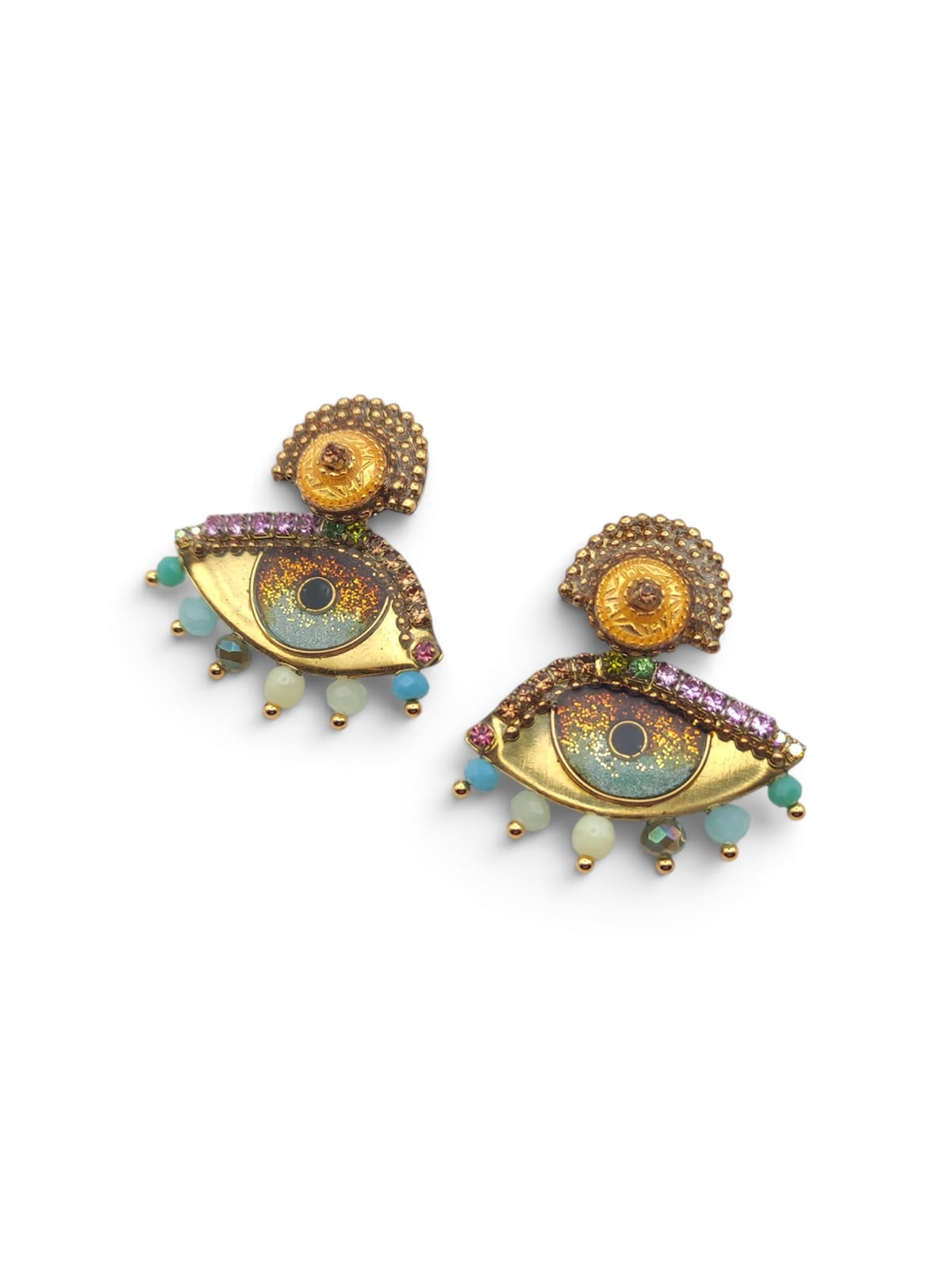 Eye Earrings with Sky Blue Beads