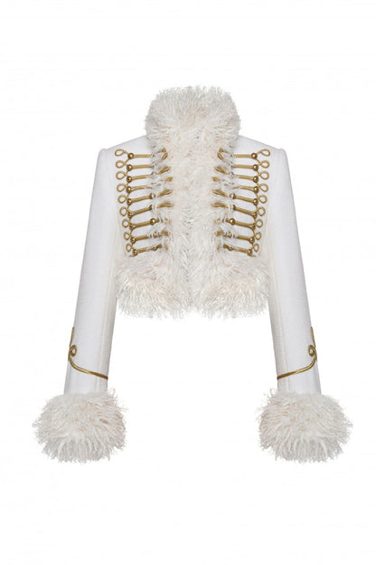 FUR-TRIMMED WHITE JACKET