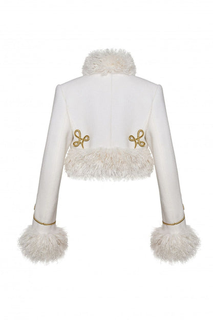 FUR-TRIMMED WHITE JACKET