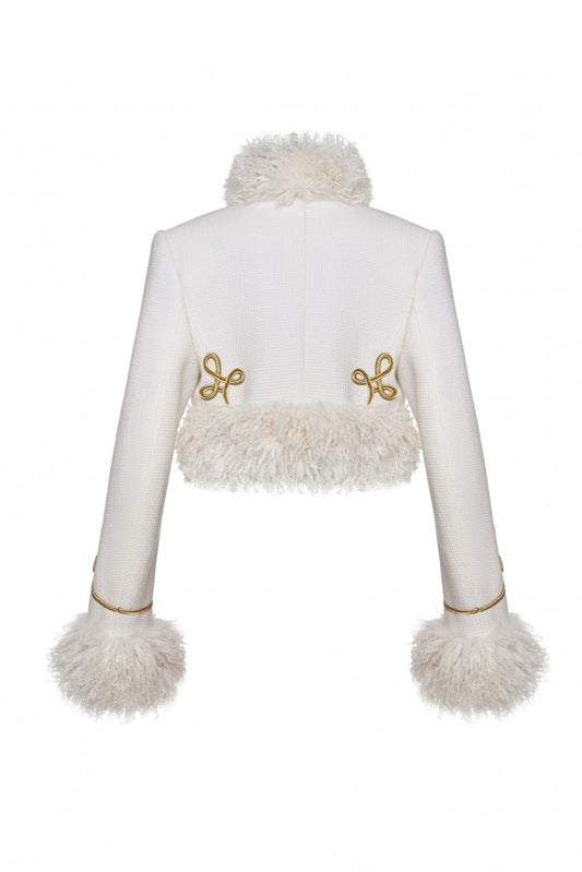 FUR-TRIMMED WHITE JACKET