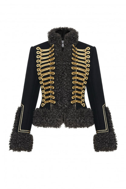 SHEARLING-TRIMMED HUSSAR JACKET