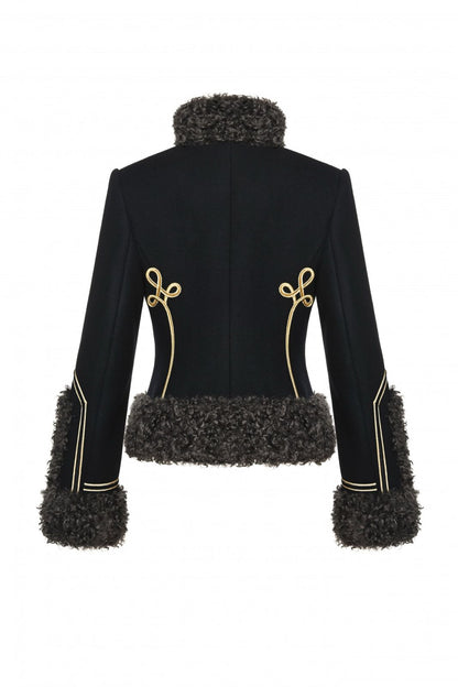 SHEARLING-TRIMMED HUSSAR JACKET